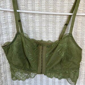 Auden Small Green Lace Bralette Corset - Front Clasp Unlined
